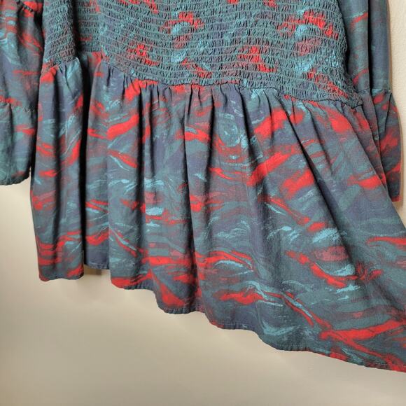 Terra & Sky Colorful Top Women's Size 4x 28W-30W Boho‎ Flowy Dark Green Artsy - Picture 5 of 9